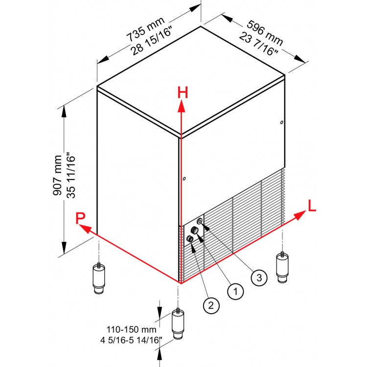 IMF 80 HC Produttore di ghiaccio con contenitore incorporato - Sistema a palette Brema - Raffreddamento aria ice Finger