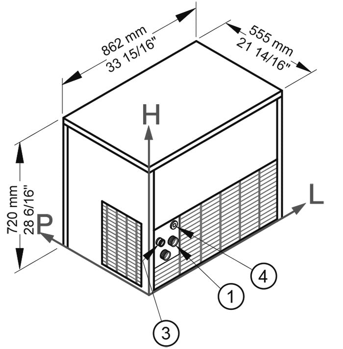 C150 HC Produttore di ghiaccio con contenitore incorporato - Sistema a spruzzo Raffreddamento aria