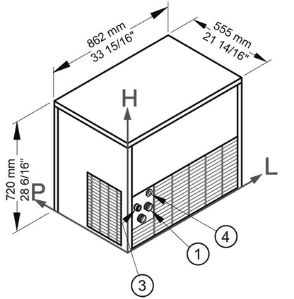 C150 HC Produttore di ghiaccio con contenitore incorporato - Sistema a spruzzo Raffreddamento aria