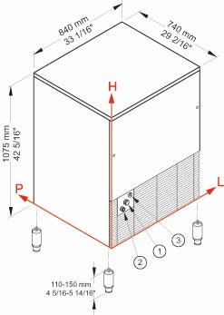 CB  CB1565 HC  B-QUBE Fabbricatore di ghiaccio con contenitore incorporato Brema - Sistema a spruzzo Raffreddamento Acqua