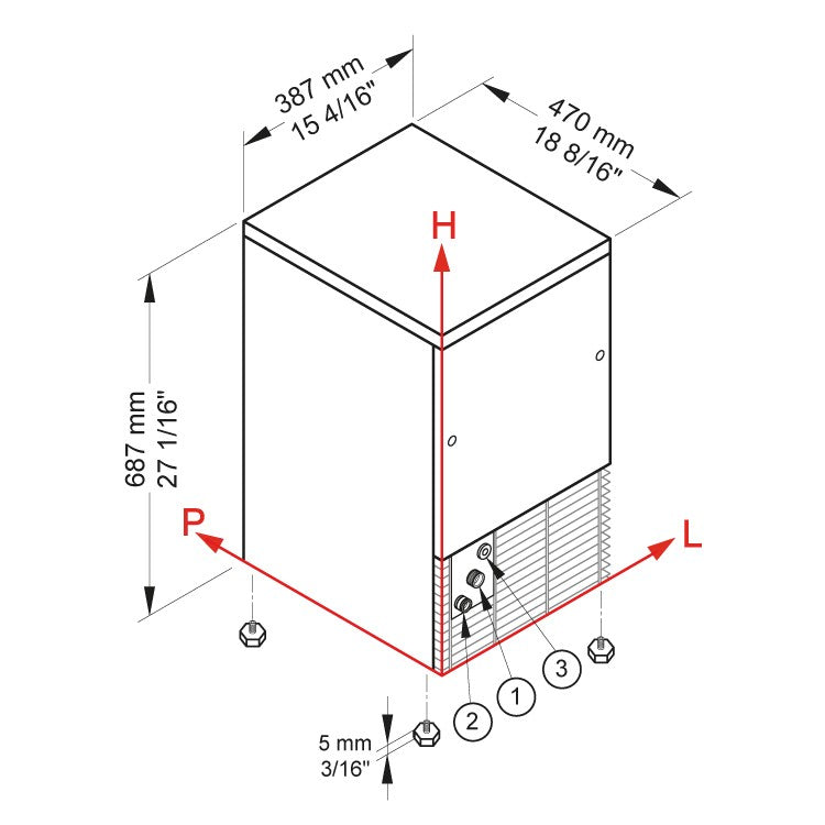 CB249 HC  B-QUBE Fabbricatore di ghiaccio con contenitore incorporato Brema - Sistema a spruzzo Raffreddamento  Acqua