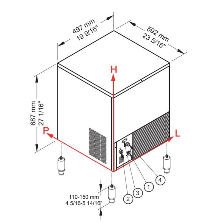 CB416 HC  B-QUBE Fabbricatore di ghiaccio con contenitore incorporato Brema - Sistema a spruzzo Raffreddamento Acqua