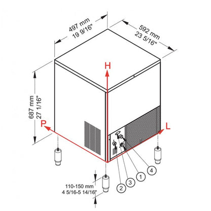 CB416 HC  B-QUBE Fabbricatore di ghiaccio con contenitore incorporato Brema - Sistema a spruzzo Raffreddamento Acqua