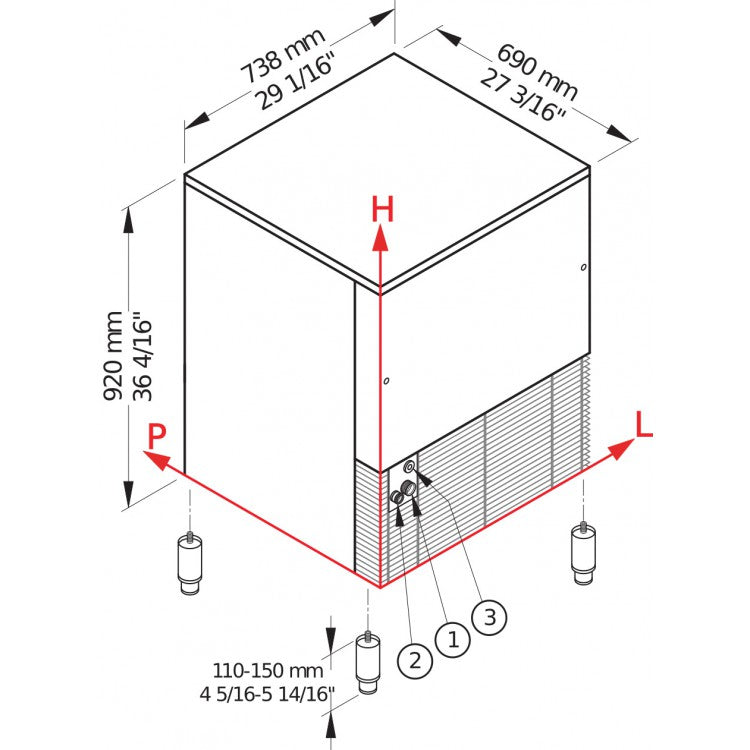 G1540 HC Produttore di ghiaccio con contenitore incorporato Brema - Sistema a granulare con raffreddamento Acqua