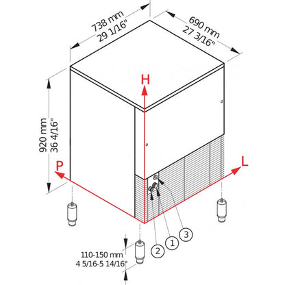 G1540 HC Produttore di ghiaccio con contenitore incorporato Brema - Sistema a granulare con raffreddamento Acqua