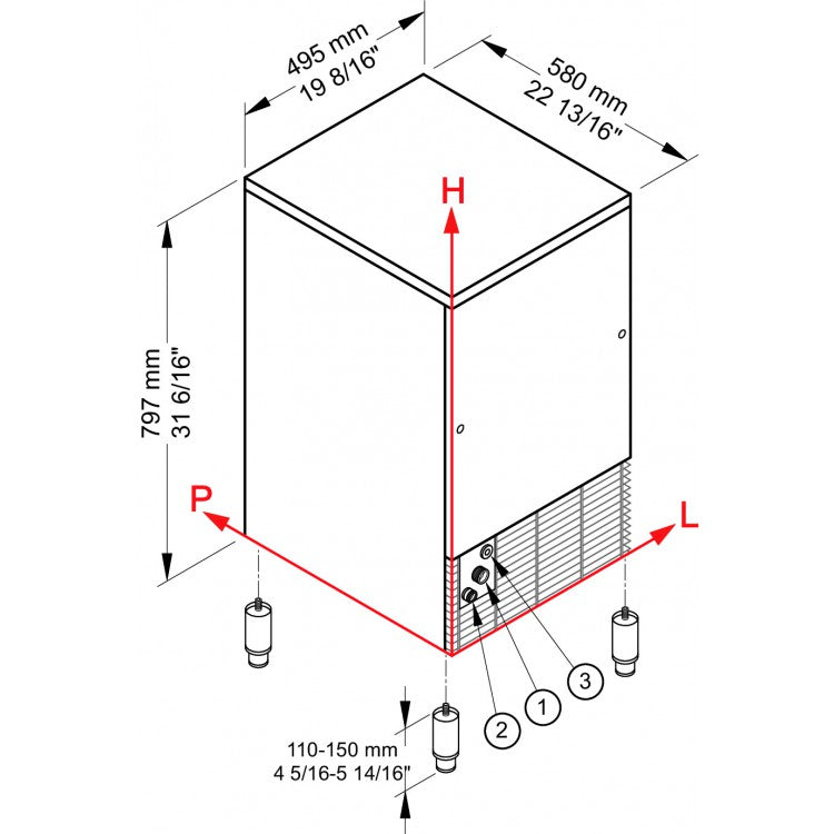 IMF 58 HC Produttore di ghiaccio con contenitore incorporato - Sistema a palette Brema -  Raffreddamento acqua  ice Finger