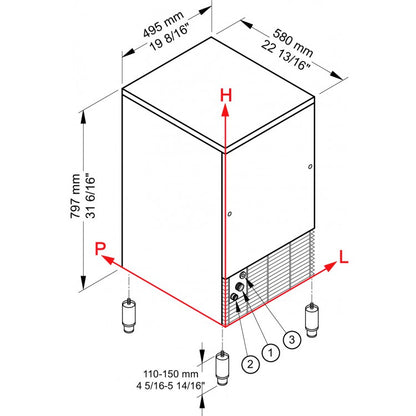 IMF 58 HC Produttore di ghiaccio con contenitore incorporato - Sistema a palette Brema -  Raffreddamento acqua  ice Finger