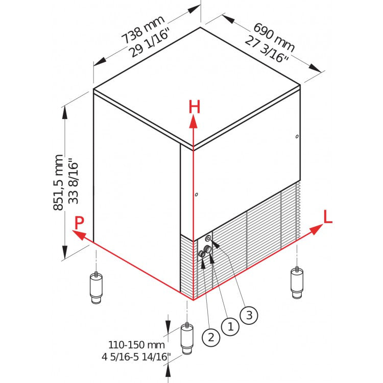 TB1404 HC Produttore di ghiaccio con contenitore incorporato Brema  - Sistema a trafila Raffreddamento acqua  Ice Pebbles