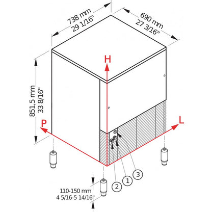 TB1404 HC Produttore di ghiaccio con contenitore incorporato Brema  - Sistema a trafila Raffreddamento acqua  Ice Pebbles